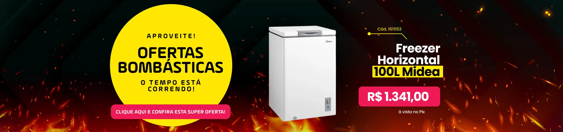 Freezer Horizontal 100L Branco Inverter Midea